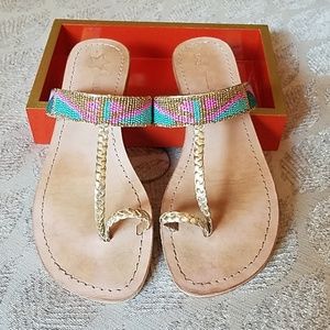 Beaded leather sandals